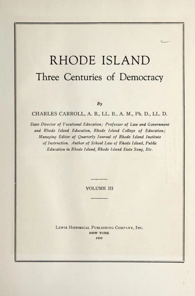 Rhode Island - three centuries of democracy vol 3