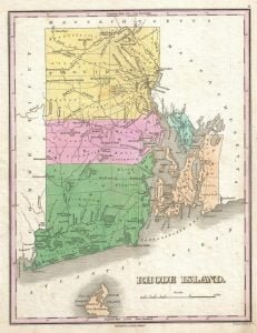 1827 Finley Map of Rhode Island